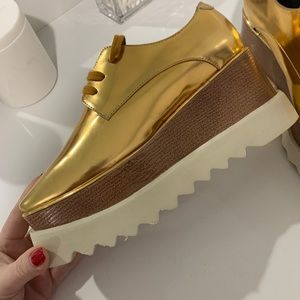 Stella Mc Cartney gold shoes